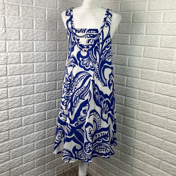 Leifsdottir Anthropologie Blue White 100% Silk Bird Print High Low Lined Sz 4 - Picture 7 of 16